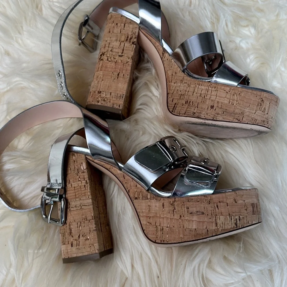 AGL Agl platform sandal in metal effect leather